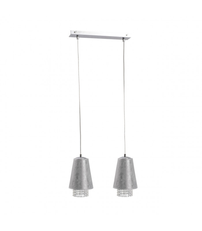Molly Bar Pendant Ceiling Light Crystal Silver, 50cm, 2x E27