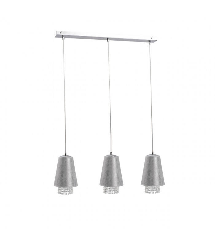 Molly Bar Pendant Ceiling Light Crystal Silver, 60cm, 3x E27