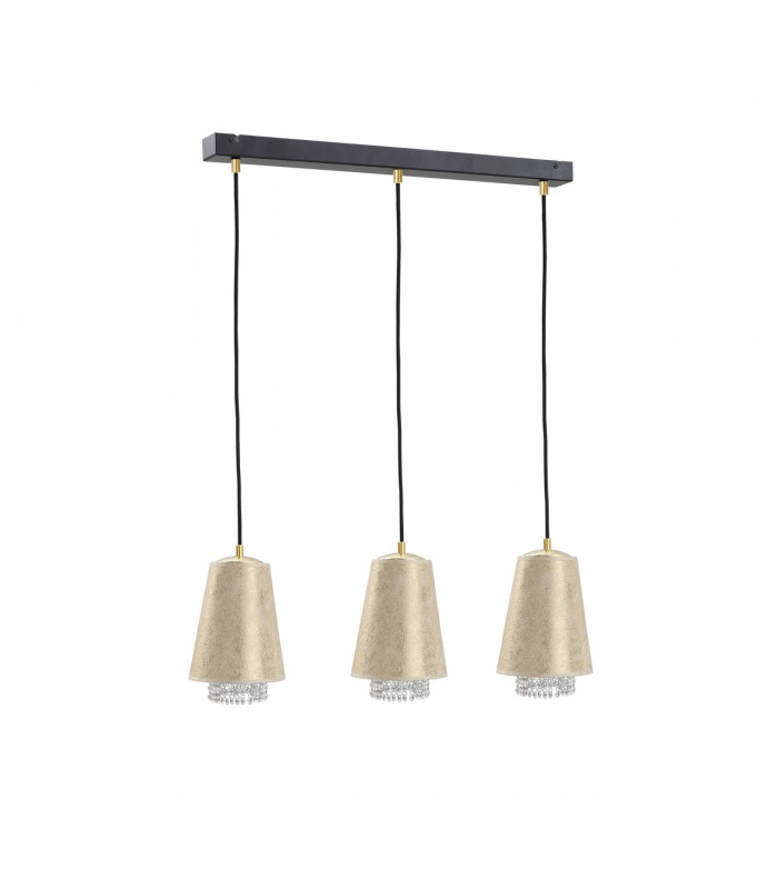 Molly Bar Pendant Ceiling Light Crystal Gold, 60cm, 3x E27