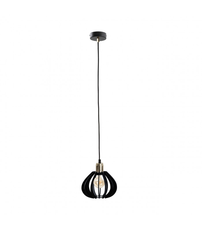 Gemma Wire Frame Pendant Ceiling Light Black, Gold, 20cm, 1x E27