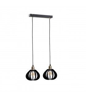 Gemma Bar Pendant Ceiling Light Black, Gold, 50cm, 2x E27