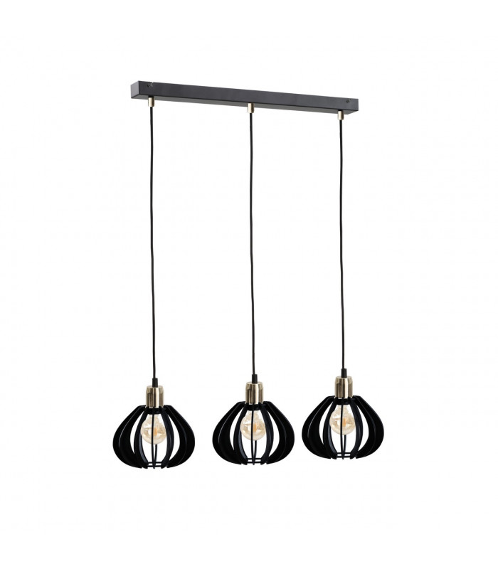Gemma Bar Pendant Ceiling Light Black, Gold, 60cm, 3x E27