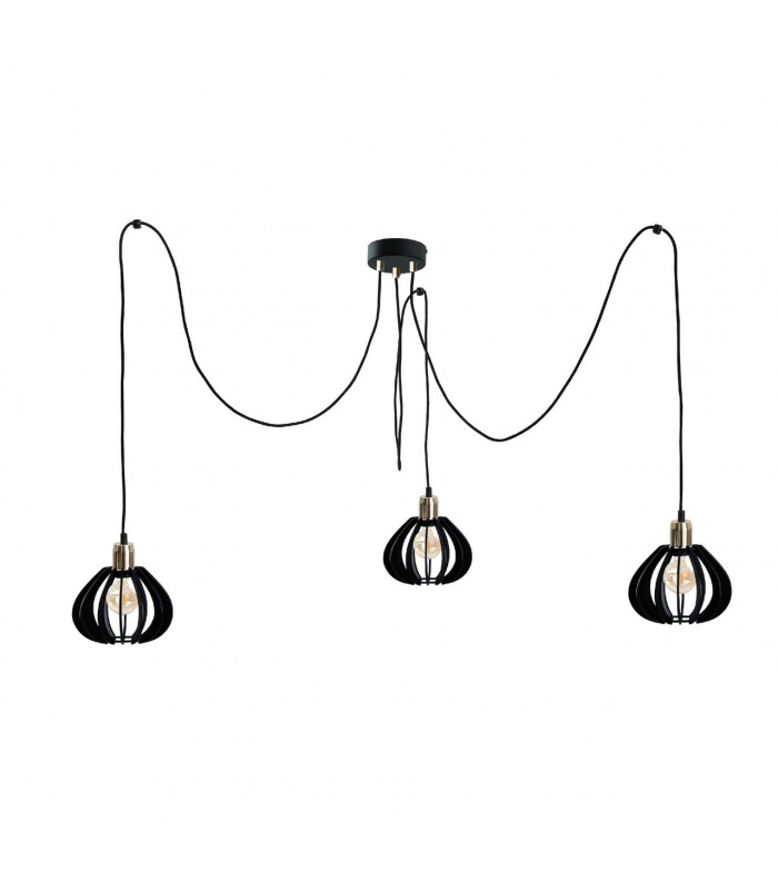 Gemma Cluster Pendant Ceiling Light Black, Gold, 3x E27