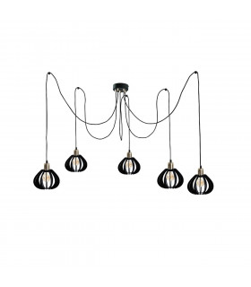 Gemma Cluster Pendant Ceiling Light Black, Gold, 5x E27