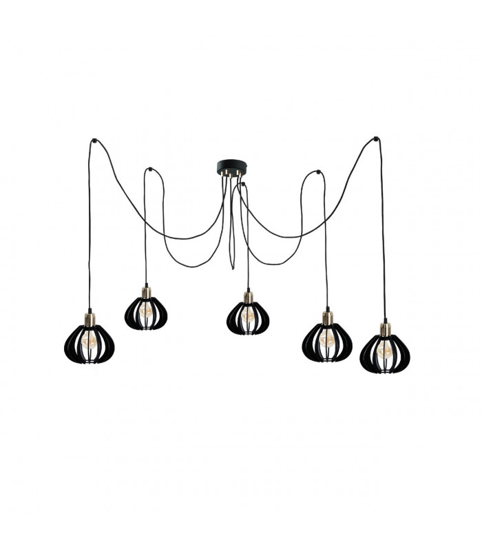 Gemma Cluster Pendant Ceiling Light Black, Gold, 5x E27