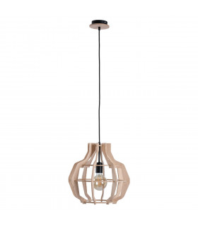Bento Wire Frame Pendant Ceiling Light Black, Wood, 38.5cm, 1x E27