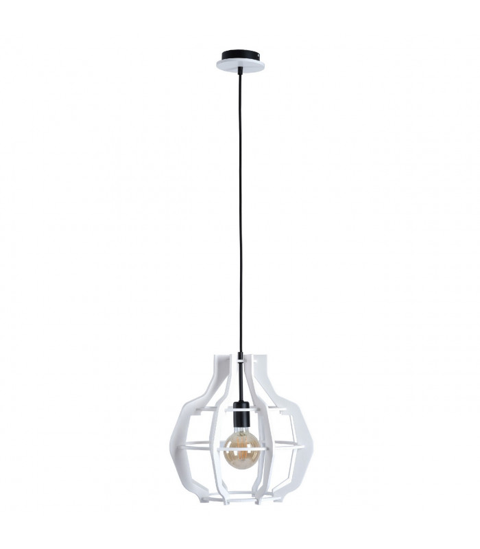 Bento Wire Frame Pendant Ceiling Light White, 38.5cm, 1x E27
