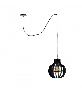 Bento Wire Frame Pendant Ceiling Light Black, 28cm, 1x E27, 200cm wire