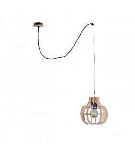 Bento Wire Frame Pendant Ceiling Light Black, Wood, 28cm, 1x E27, 200cm wire