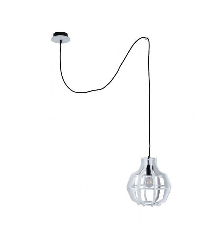 Bento Wire Frame Pendant Ceiling Light Black, White, 28cm, 1x E27, 200cm wire