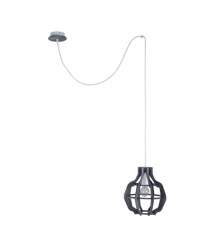 Bento Wire Frame Pendant Ceiling Light Small Grey, 28cm, 1x E27, 200cm wire