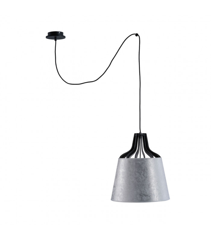 Ivo Dome Pendant Ceiling Light Silver, 38cm, 1x E27, 200cm Wire