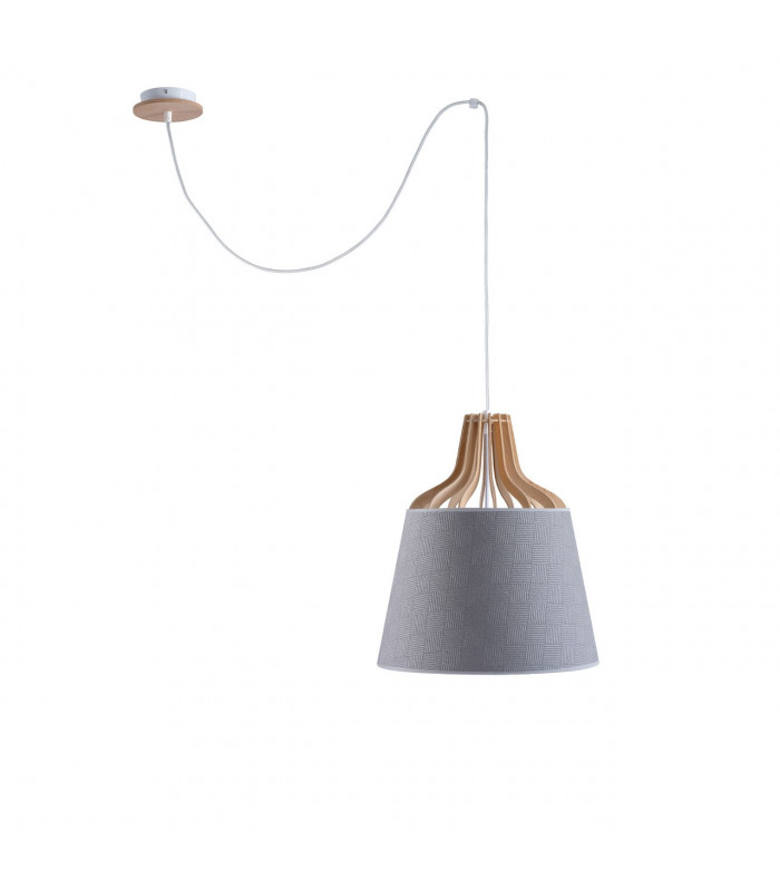Ivone Dome Pendant Ceiling Light Grey, 38cm, 1x E27, 200cm Wire