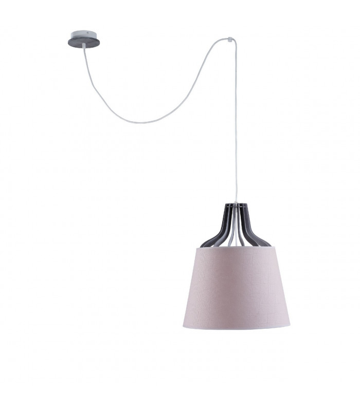 Lucio Dome Pendant Ceiling Light Pink, 38cm, 1x E27, 200cm Wire