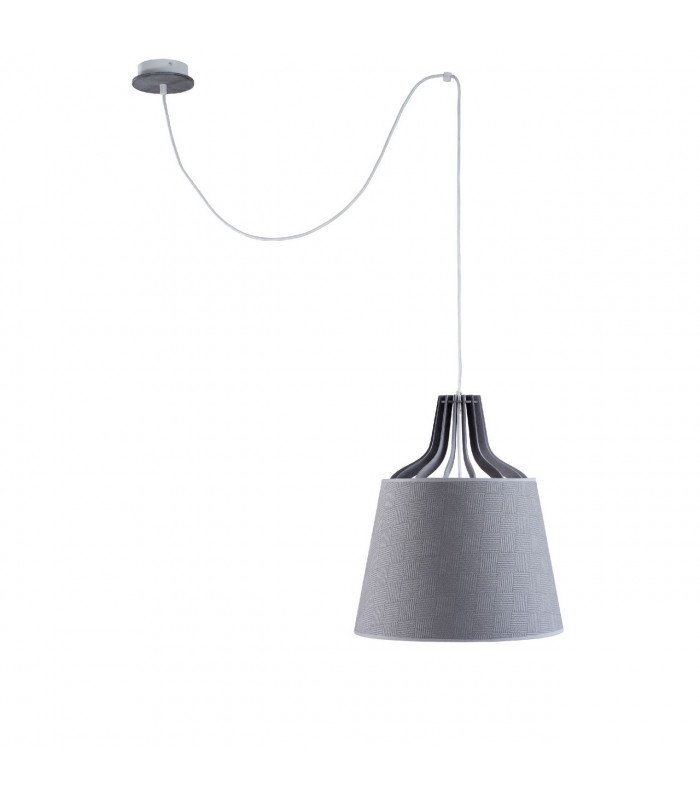 Lucio Dome Pendant Ceiling Light Grey, 38cm, 1x E27, 200cm Wire