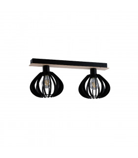 Nicoleta Twin Ceiling Spotlight Black And Natural, 52cm, 2x E27