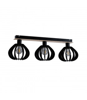 Nicoleta Ceiling Spotlight Bar Black And Natural, 62cm, 3x E27