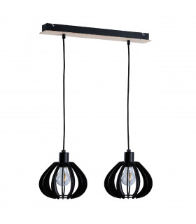 Nicoleta Bar Pendant Ceiling Light Black And Natural, 52cm, 2x E27