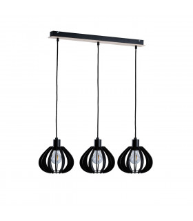Nicoleta Bar Pendant Ceiling Light Black And Natural, 62cm, 3x E27