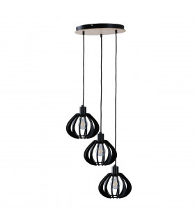 Nicoleta Cluster Pendant Ceiling Light Black And Natural, 32cm, 3x E27