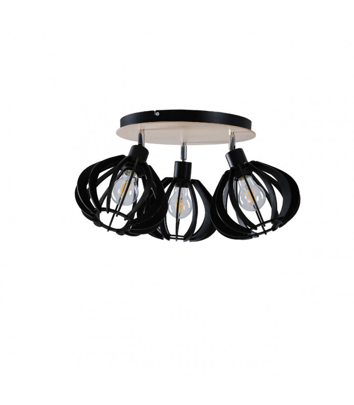 Nicoleta Ceiling Spotlight Clusters Black And Natural, 32cm, 3x E27