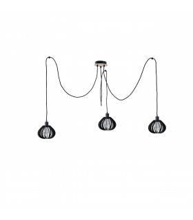 Nicoleta Cluster Pendant Ceiling Light Black And Natural, 3x E27