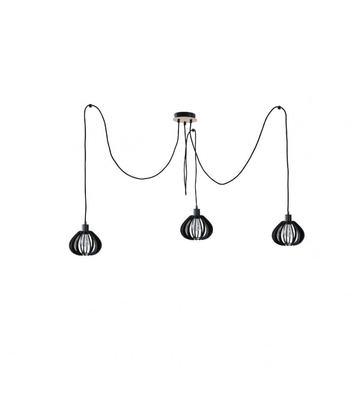 Nicoleta Cluster Pendant Ceiling Light Black And Natural, 3x E27