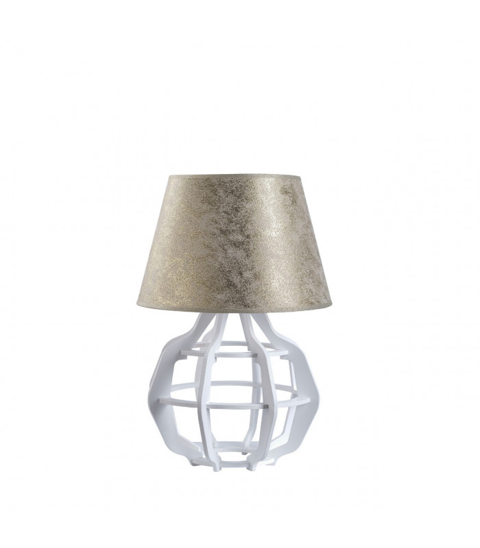Bento Table Lamp With Round Tapered Shade White, Gold, 30.5cm, 1x E27