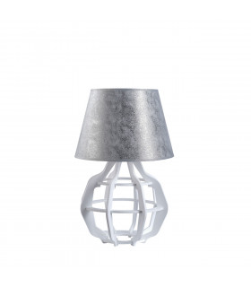Bento Table Lamp With Round Tapered Shade White, Silver, 30.5cm, 1x E27