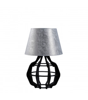 Bento Table Lamp With Round Tapered Shade Black, Silver, 30.5cm, 1x E27