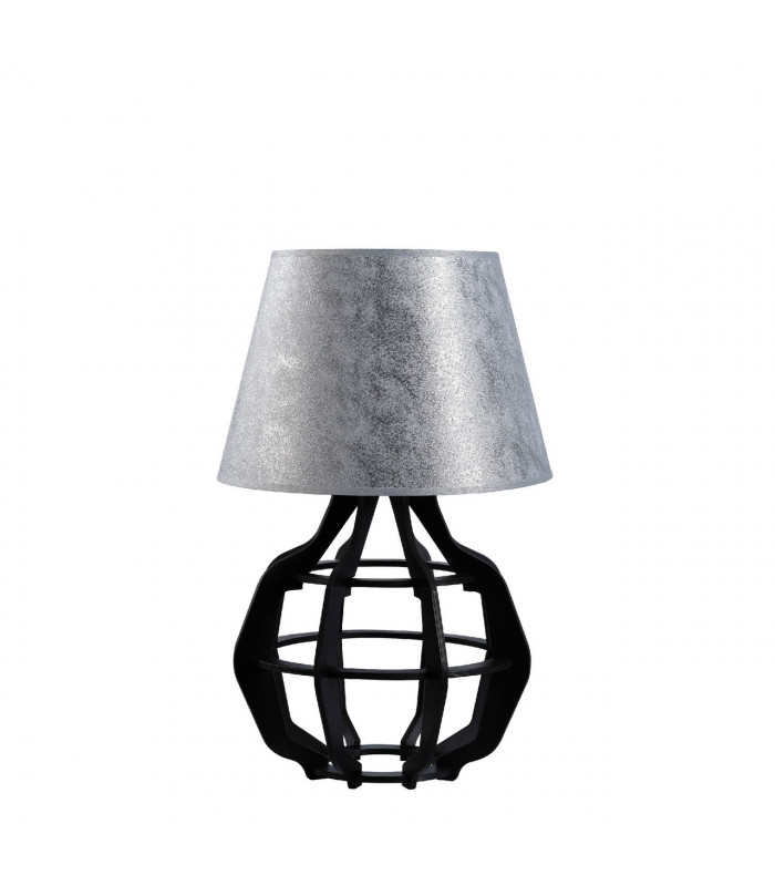 Bento Table Lamp With Round Tapered Shade Black, Silver, 30.5cm, 1x E27