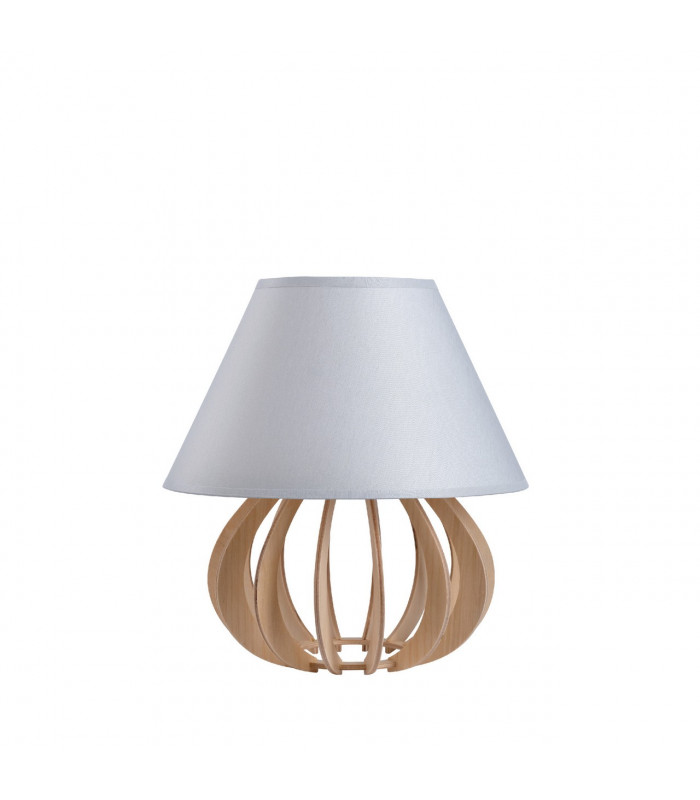 Nora Table Lamp With Round Tapered Shade Natural Grey, 25cm, 1x E27