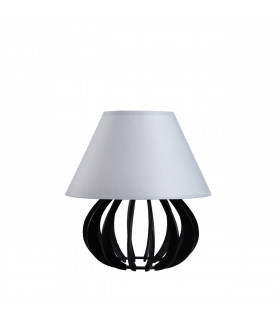 Nora Table Lamp With Round Tapered Shade Black, Grey, 25cm, 1x E27