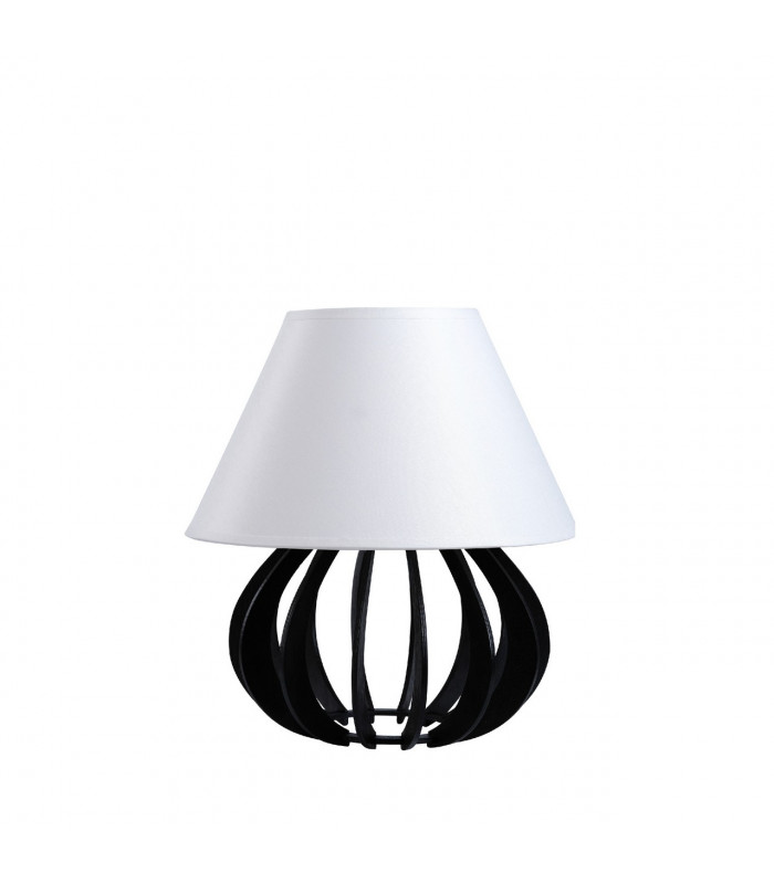 Nora Table Lamp With Round Tapered Shade Black, White, 25cm, 1x E27
