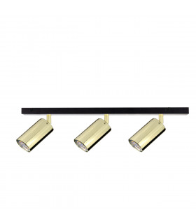 Eye Ceiling Spotlight Bar Black, Gold, 50cm, 3x GU10