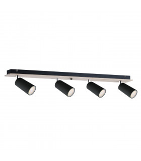 Eye Ceiling Spotlight Bar Black, Wood, 60cm, 4x GU10