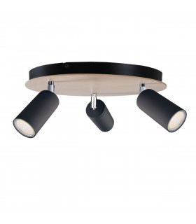 Eye Ceiling Spotlight Clusters Black, Wood, 31cm, 3x GU10