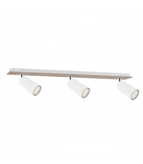 Eye Ceiling Spotlight Bar White, Wood, 50cm, 3x GU10