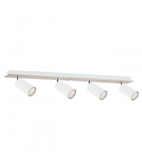 Eye Ceiling Spotlight Bar White, Wood, 60cm, 4x GU10