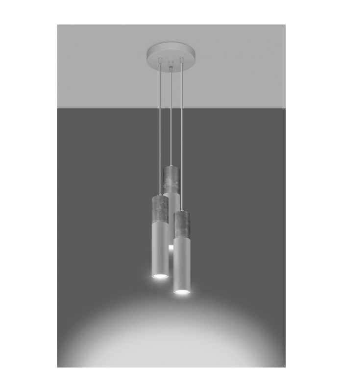 Borgio Cluster Pendant Ceiling Light Grey White 3x GU10-3