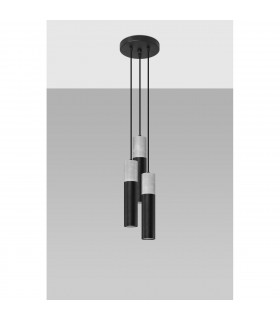 Borgio Cluster Pendant Ceiling Light Grey Black 3x GU10-2