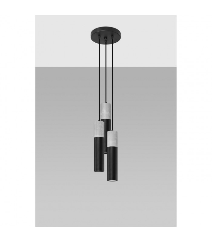 Borgio Cluster Pendant Ceiling Light Grey Black 3x GU10-2