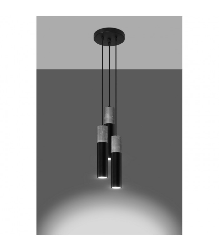 Borgio Cluster Pendant Ceiling Light Grey Black 3x GU10-3