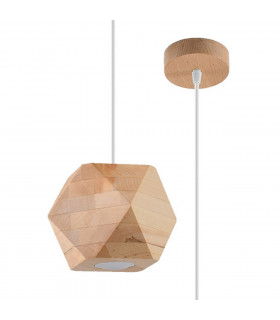 Woody Spherical Pendant Ceiling Light Natural Wood 1x GU10-1
