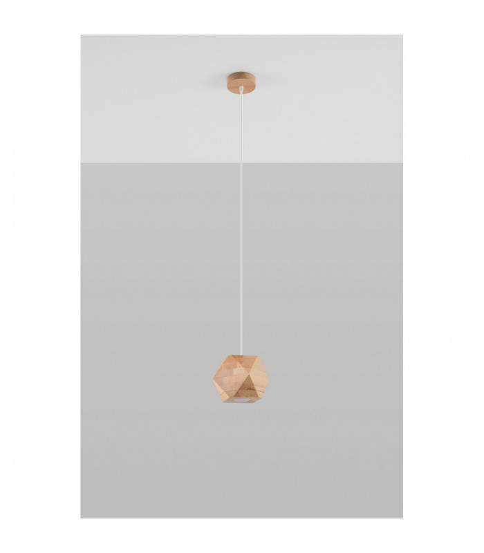 Woody Spherical Pendant Ceiling Light Natural Wood 1x GU10-2