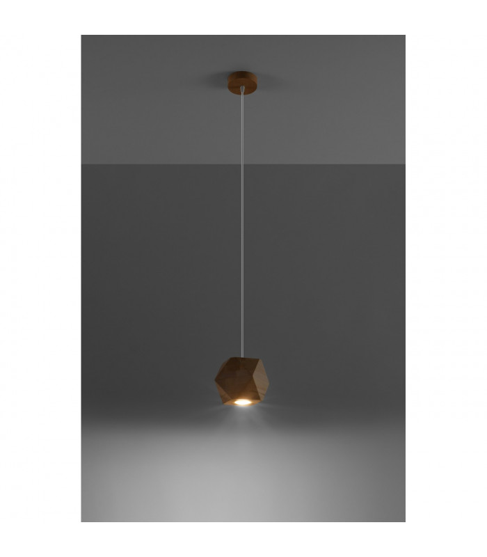 Woody Spherical Pendant Ceiling Light Natural Wood 1x GU10-3
