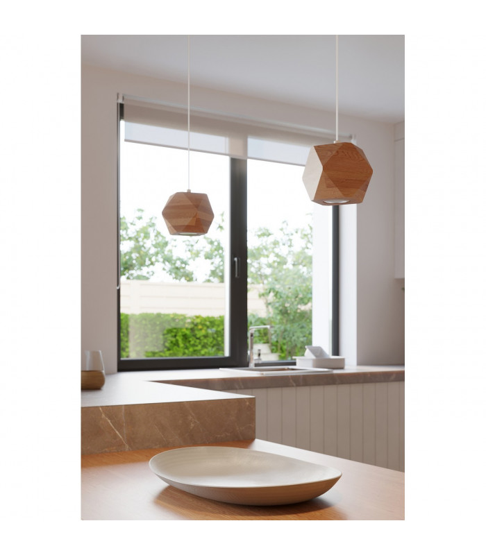 Woody Spherical Pendant Ceiling Light Natural Wood 1x GU10-7