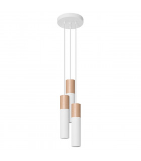 Pablo Cluster Pendant Ceiling Light White Natural Wood 3x GU10-1