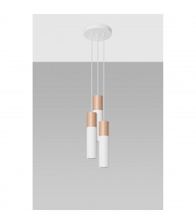 Pablo Cluster Pendant Ceiling Light White Natural Wood 3x GU10-2