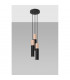 Pablo Cluster Pendant Ceiling Light Black Natural Wood 3x GU10-2
